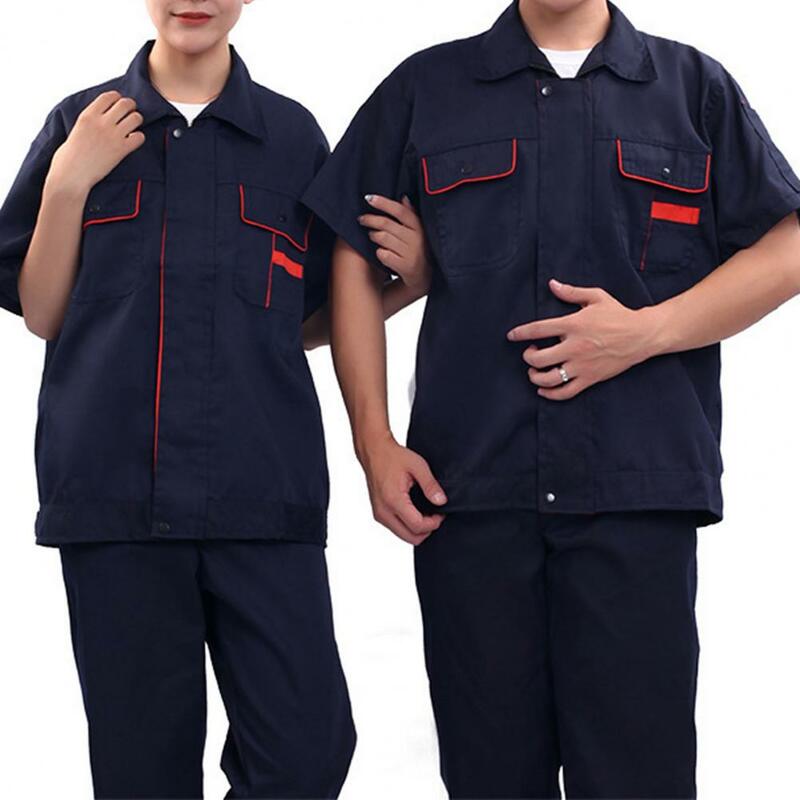 Factory Work Uniform Work Clothes Durable Unisex Workwear Breathable Dirt-resistant Coat with Pockets for Women Men Plus Sizes