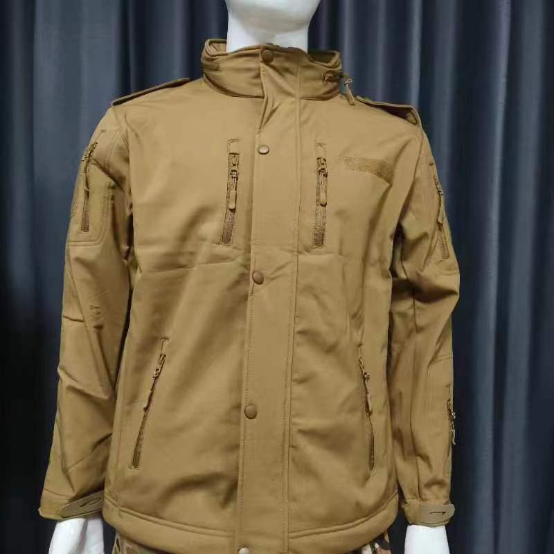 Outdoor Jackets Men Thick Soft Shell Camo Tactical Waterproof Hunting Clothes Windbreaker Combat Jacket Mens Hooded Fleece Coats