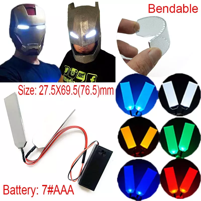 Cosplay Led Eyes Flexible Bendable Diy for Halloween Iron Diffuse Exhibition Man Mask Eye Light Ccessories Can Cropped Props New