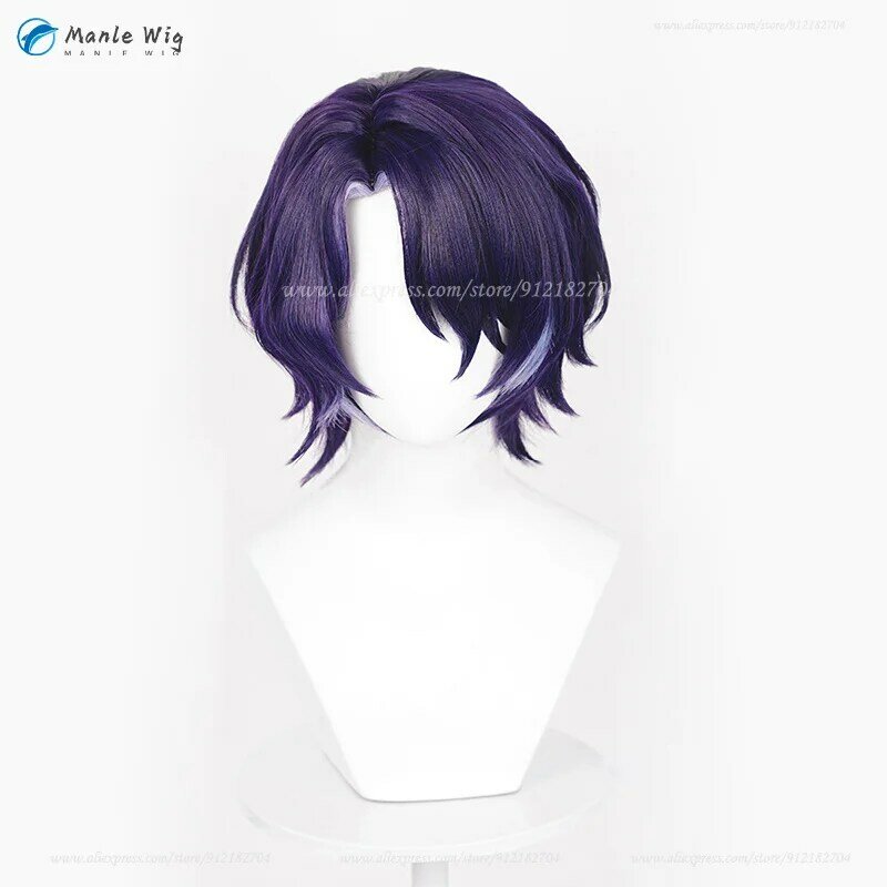 DrRatio peruka do cosplay 33cm krótkie fioletowe podkreśla skórę głowy Dr Ratio Anime Cosplay włosy żaroodporne peruki syntetyczne peruka na Halloween