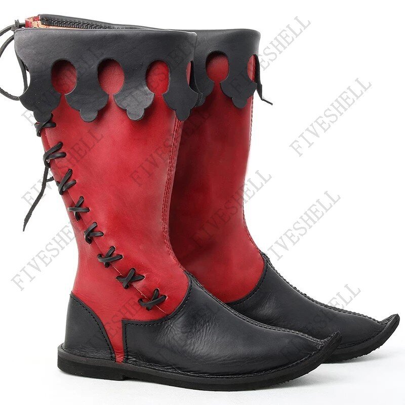 2023 Medieval PU Leather Renaissance Ankle Boots Gothic Officer Men Shoes Viking Pirate Boots Halloween cosplay shoes