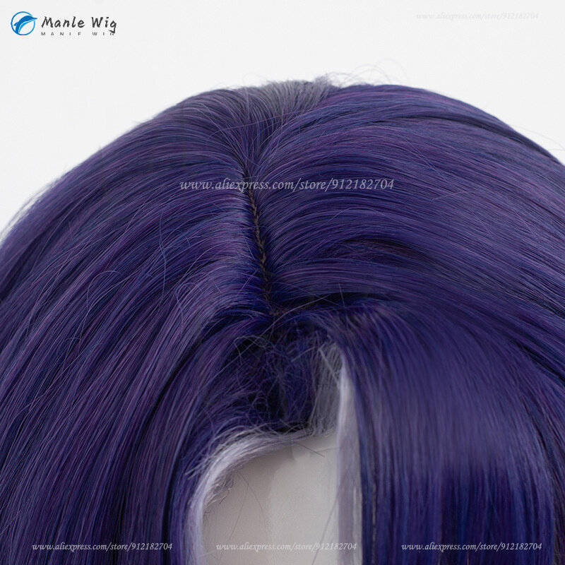 Game HSR Dr. Ratio Cosplay Wig Short Purple Highlights Scalp Cosplay Hair Heat Resistant Synthetic Wigs Halloween Anime Wigs