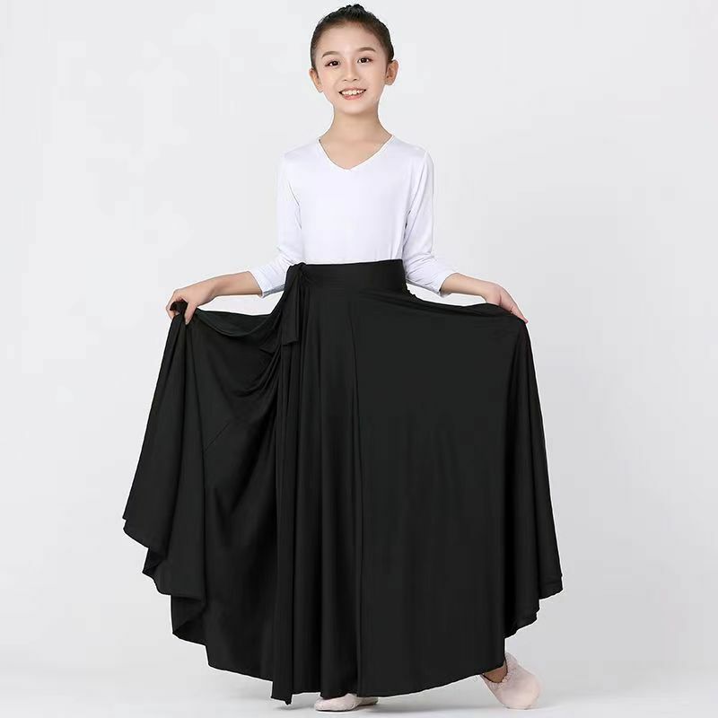 Children Girl Flamenco Skirt Spanish Dance Skirt Belly dance long Dress Big Swing Skirt Gradient Color Performance Gypsy Skirt
