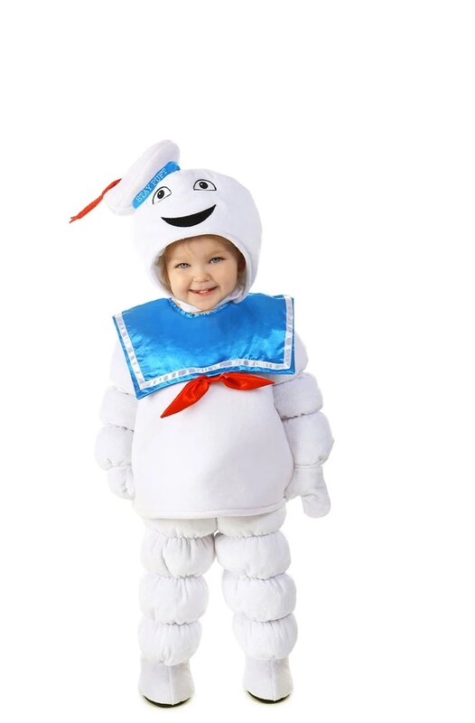 Kids Ghostbuster Marshmallow Puft Cosplay Costumes Lovely Cute White 3 Pieces Set Outfit Christmas Halloween party Gift