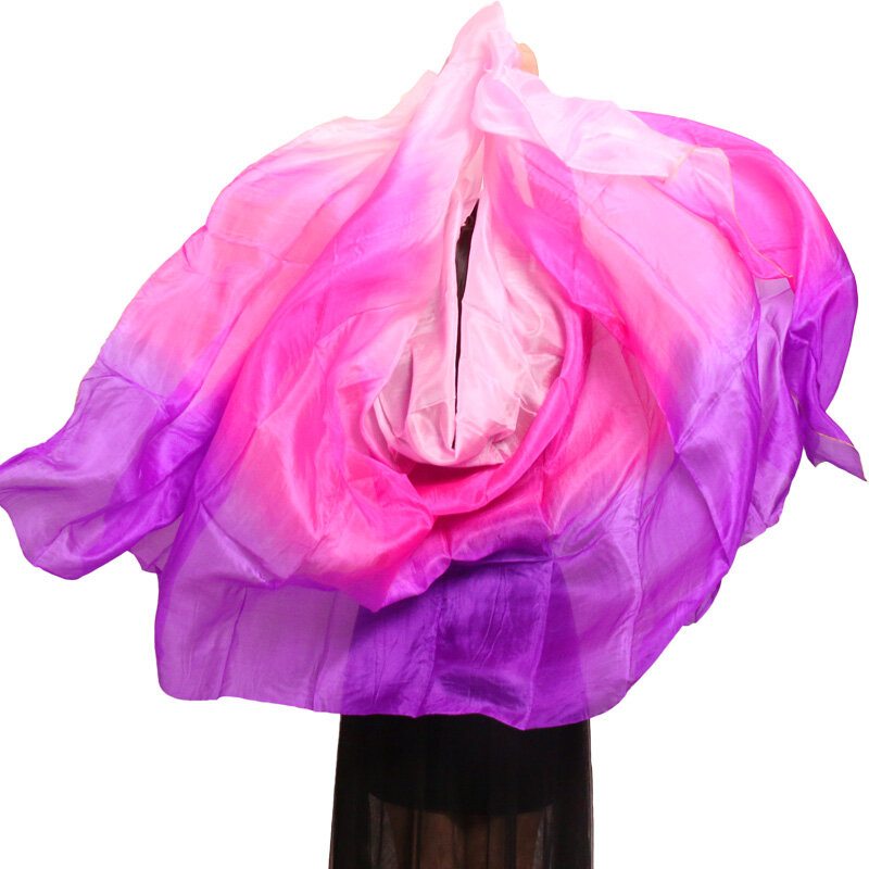 Bellydance Customized 100% Real Silk Veil Popular Hand Dyed Natural Silk Belly Dance Accessories Gradient Color Silk Veil 250cm