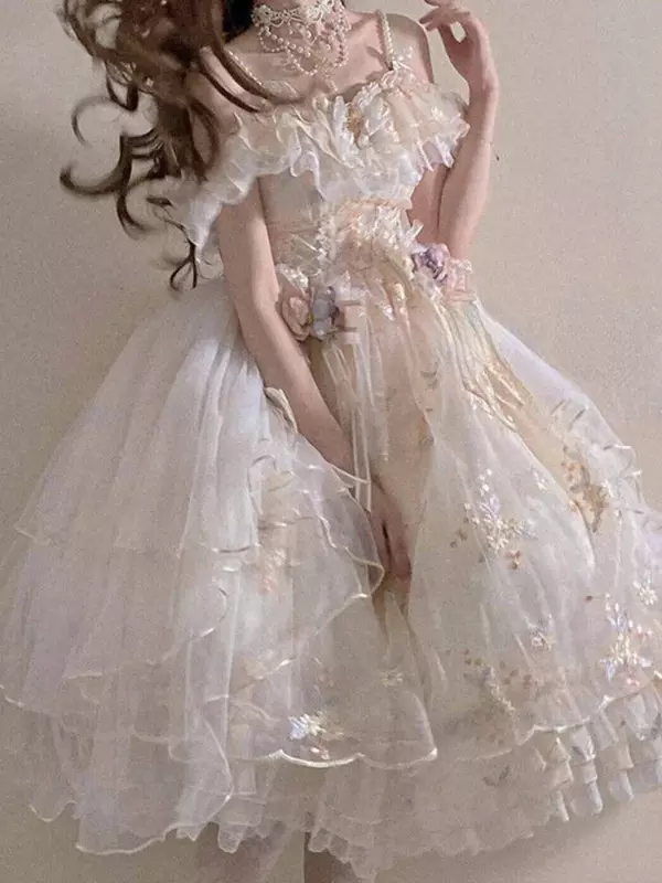 2023 Summer Lolita Midi Dress Women Casual Vintage Luxur Dress Office Lady Kawaii Clothing Short Sleeve Lace Even Party Dress