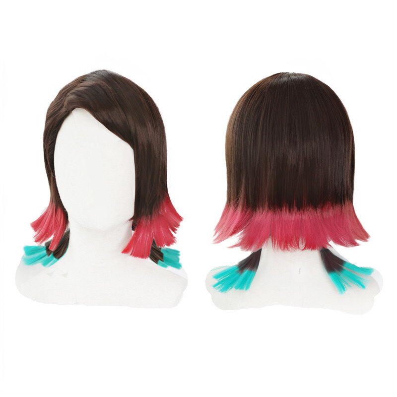 Anime Enmu Wig Cosplay Costume Heat Resistant Synthetic Hair Men Women Short Wigs + Wig Cap