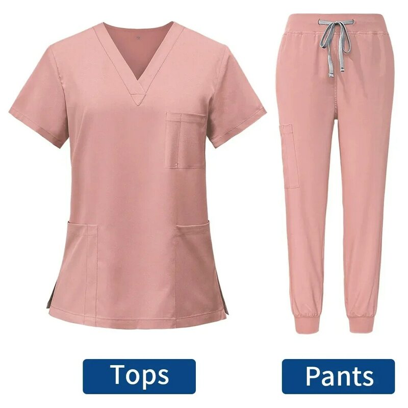 Hot Sale Anti Wrinkle Washable Soft Fabric Nurse Scrubs Hospital Uniform Medical Scrubs Women Jogger Scrubs Sets Pair