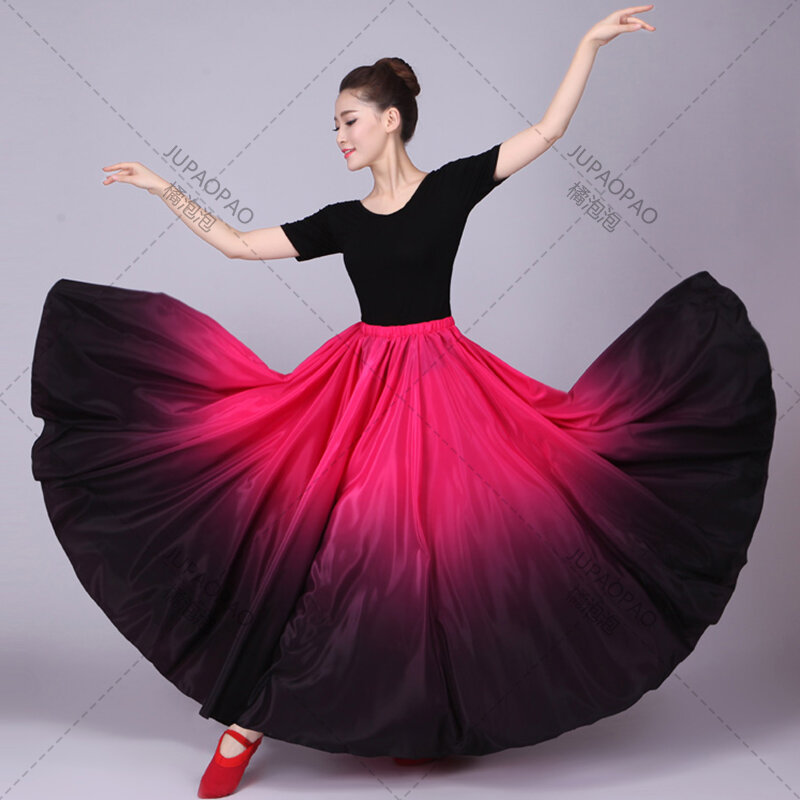 Spanish Dance Costume Gradient Elegant Flamenco Skirt Dresses Women Gypsy Ballroom Bullfight Stage Performance Clothes Flamenco