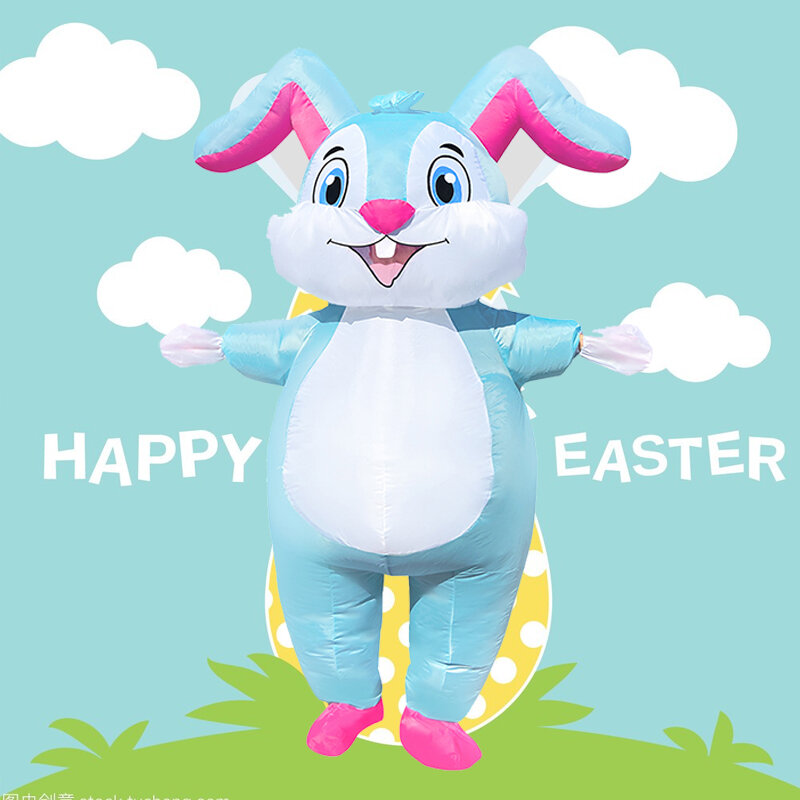 Easter Adult Inflatable Rabbit Costume Masquerade Party Cute Rabbit Costume Holiday Cosplay Mascot Costume