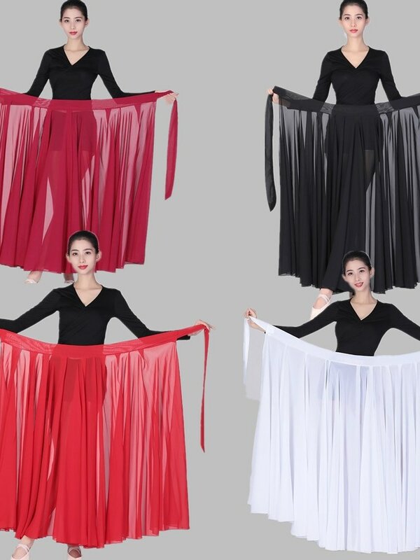 One Piece Xinjiang Dance Practice Clothes Apron Uyghur Martial Arts Performance Costume Large Swing Skirt Half Length Dress