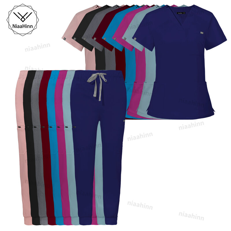 Niaahinn Scrub accessori per l'allattamento camici chirurgici medici medico infermiere Scrub speciali minimalista tinta unita abbigliamento da lavoro donna uomo