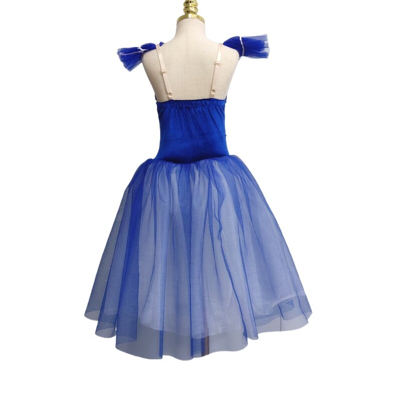 Blaue Ballett Tutu Röcke 3d Blumen kleid Performance Kostüme Prinzessin Tanz üben lange romantische Kleid