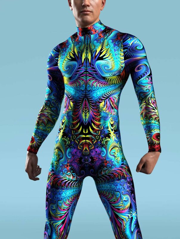 CyberPunk Jumpsuit Cool Colored Drawing Cosplay Bodysuit Steampunk Costume Halloween Party Shows Men Women Zentai Suit