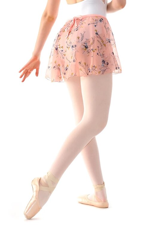 Ballet Tutu Skirt 2024 New Arrival Women Chiffon Flower Practice Ballet Skirt Girls Floral Print Dance Leotard Dress Small Apron