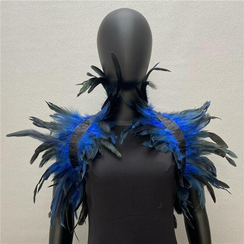 Feather Shawl Soft Feather Shrug Shawl Cape for Cosplay Party Stage Performance Adjustable Retro Collar Dancer Costume