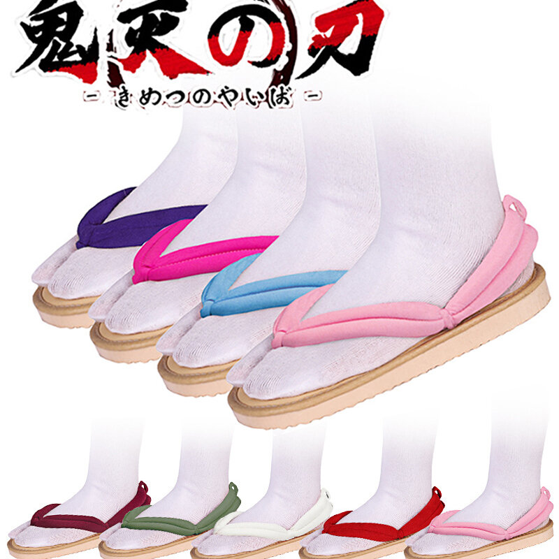 Anime Demon Slayer Kimetsu No Yaiba Cosplay Accessories Kamado Nezuko Cosplay Clogs Kimono Flip-flops Geta Slippers Shoes