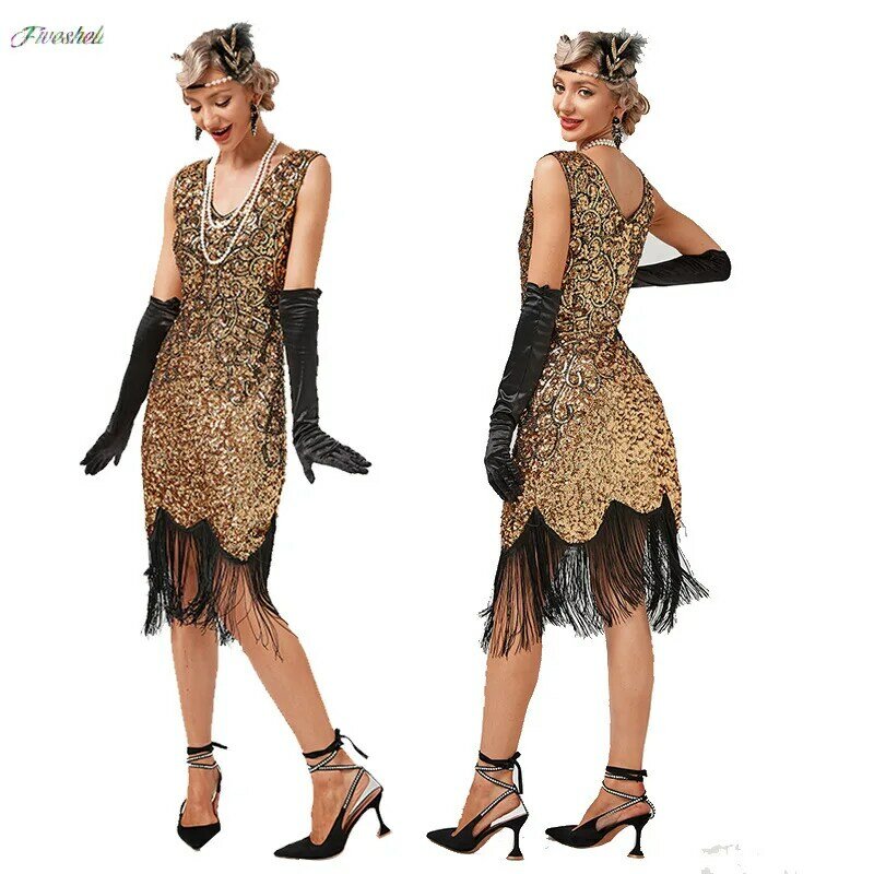 Women's Long Skirt New 1920s Vintage Great Gatsby Party Flapper Dress Bridesmaid Sleeveless Sequins Tassel Dresses