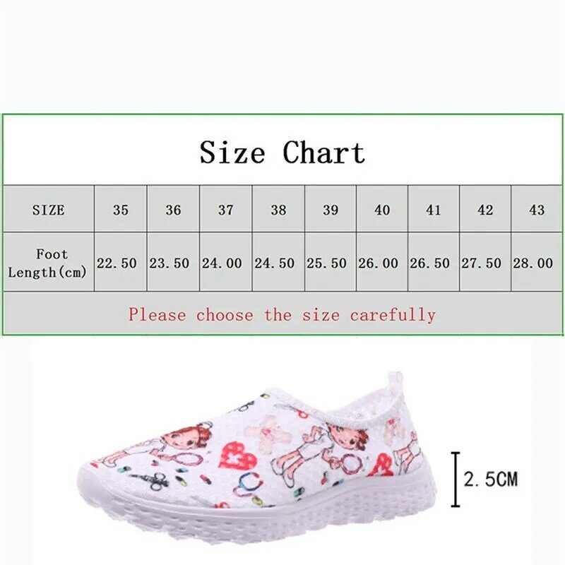 Nurse Doctor Print Women Sneakers Cosplay Shoes Slip On Light Mesh Shoes Breathable Flats Shoes Zapatos planos Halloween cosplay