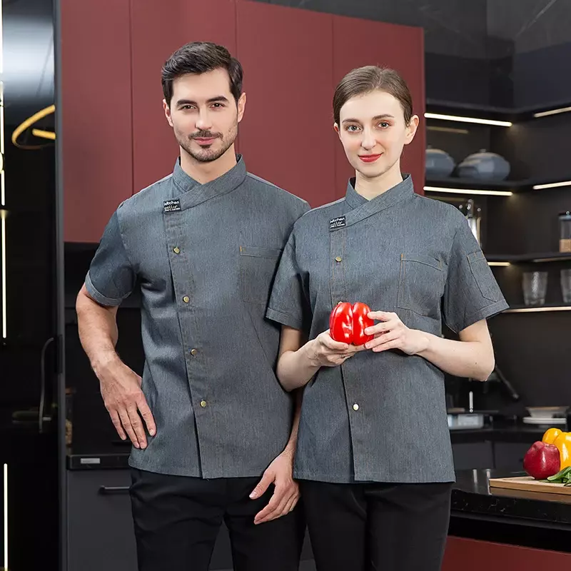 เสื้อแจ็กเก็ตใส่ได้ทั้งชายและหญิงสำหรับทำอาหารร้านอาหารชุดชุดพนักงานโรงแรมสำหรับห้องครัวการจัดเลี้ยง