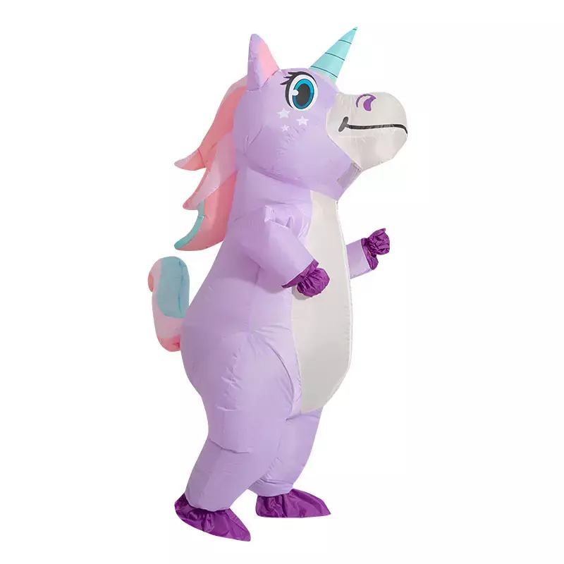 Purple Unicorn Inflatable Costume Adult Kids Rainbow Halloween Costumes for Wommen Men Adult Carnival Mascot Christmas Cosplay