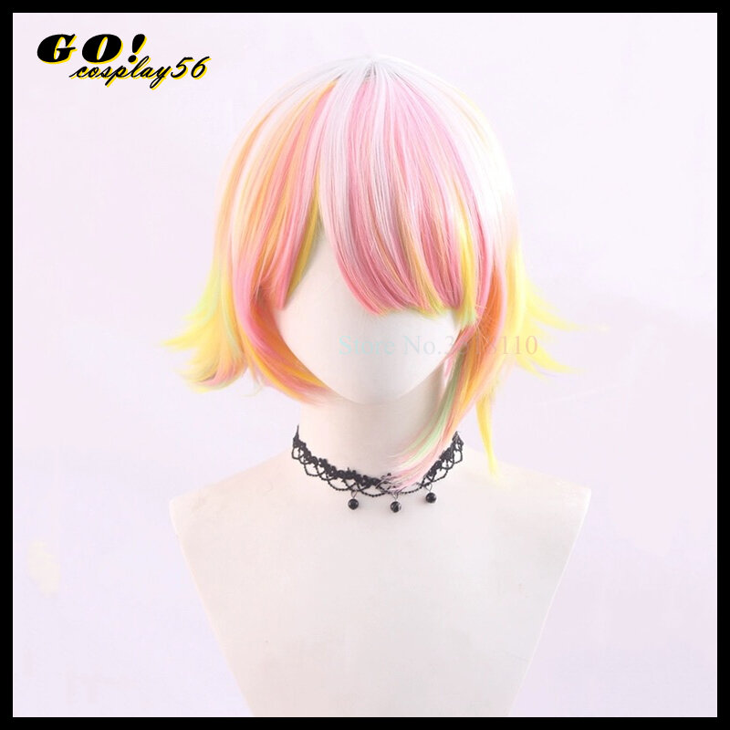 KANTARO Cosplay Wig Ponytail Hair Mixed Layed Colors Pink Yellow Green Game Live VISTY Idols Halloween Synthetic Hair