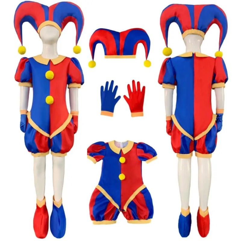 The Amazing Digital Circus Pomni Cosplay Costume Uniform Jumpsuit Hat Bodysuit Human for Adult Kids Costume Cartoon Cos