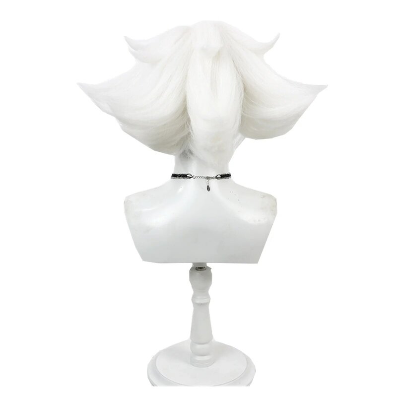 Anime Dust Angel Cosplay Wig Costume Wigs White Short Heat Resistant Synthetic Hair Halloween Party Role Play Carnival Props