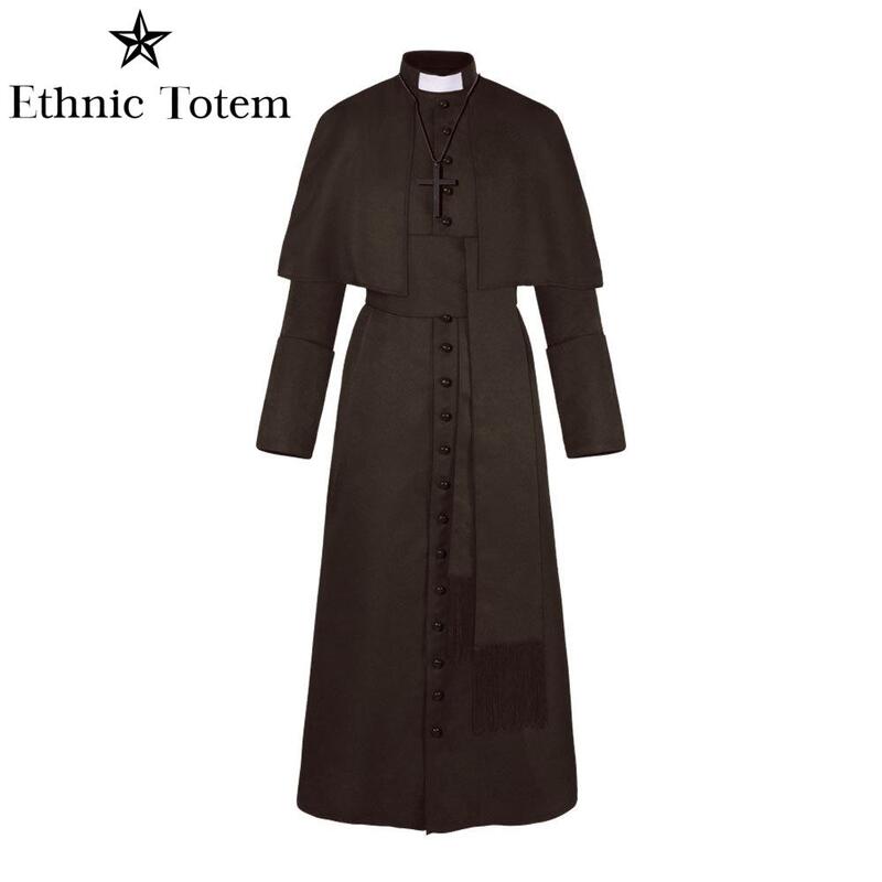 Medievale Vintage sacerdote uniforme Robe Halloween uomo papa pastore mantello mantello Costume Cosplay rinascimentale monaco Robe set clero