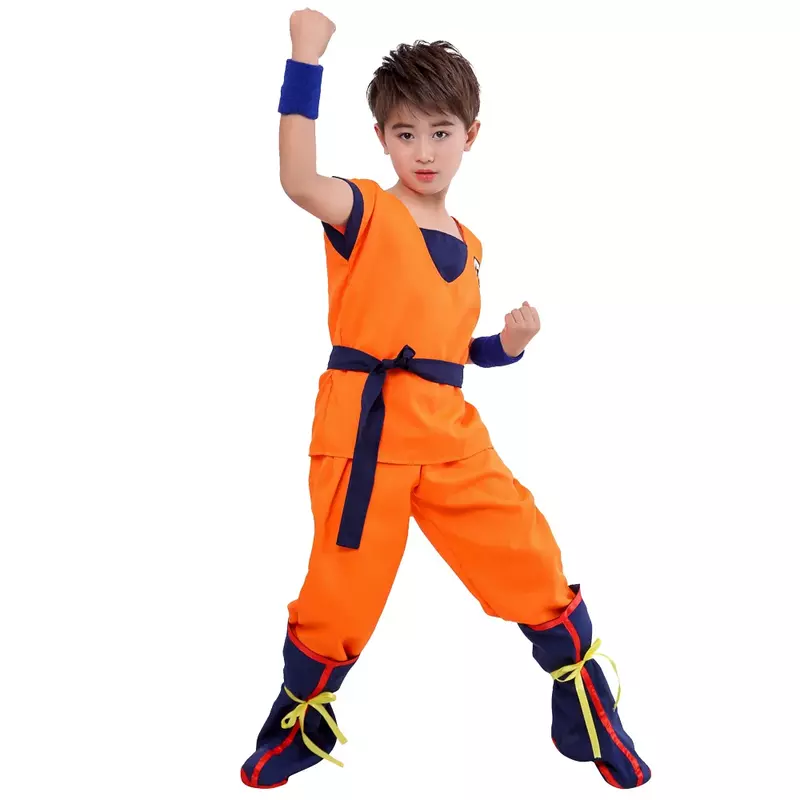 Carnival Kids Adult Super Hero Son Goku-Wu Cosplay Costume Top/Pants/Wig/Shoes/Belt/Tail Party Outfits Full Set