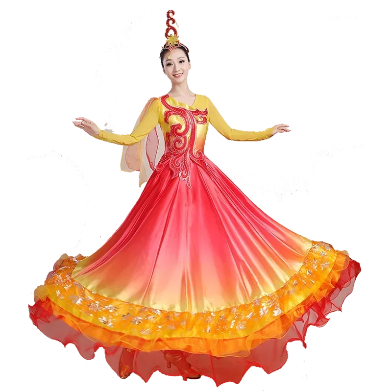 360 Degree Spanish Bullfight Dress Belly Dance Ballroom Skirt Long Robe Flamenco Fille Skirts Party Flamenco Dresses for Women