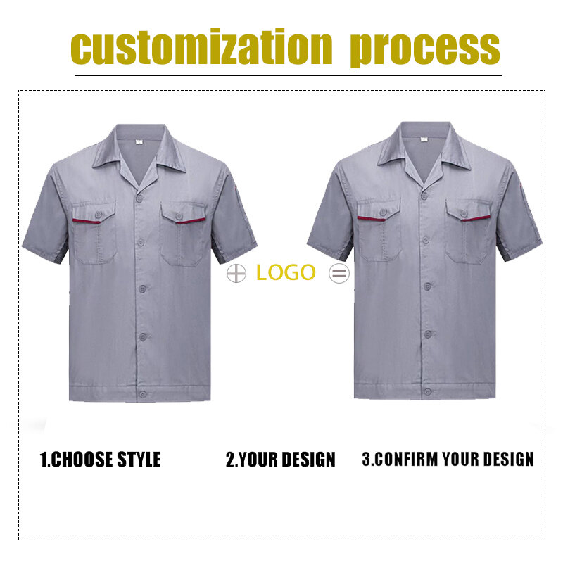 Custom Logo Short-sleeved Overalls Men's Summer Thin Labor Protection Tooling Tops Electrician Breathable Auto Repair Tooling