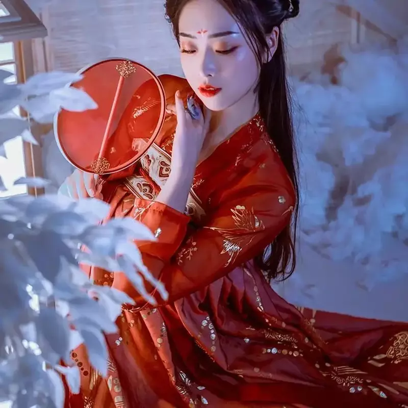 Ancient Chinese Costume Women Clothes Traditional Hanfu Women Plus Size Tang Dynasty Dance Costumes Folk Fairy Dress Red Outfits