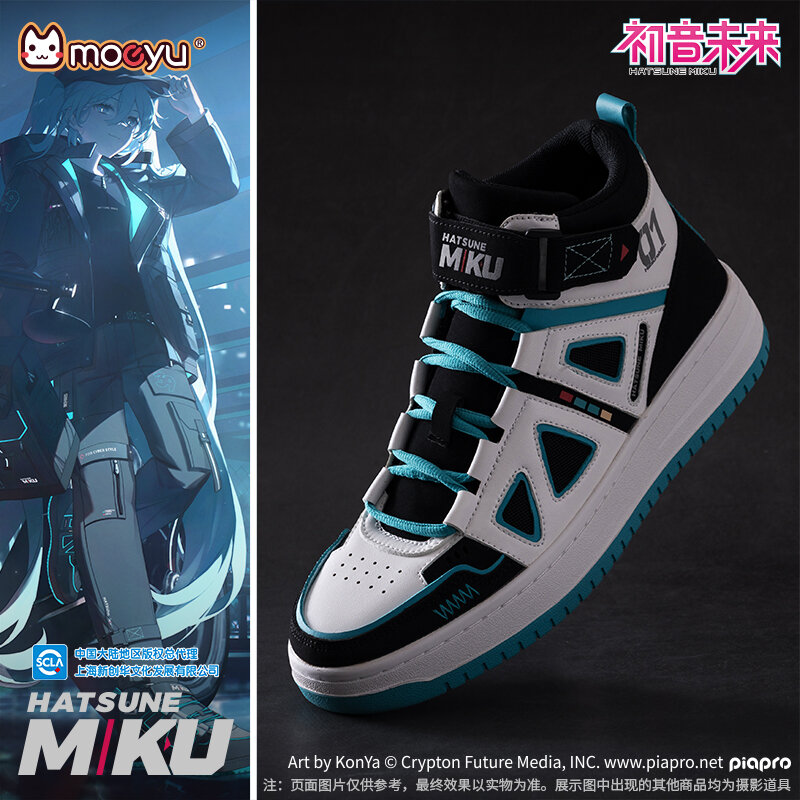 Moeyu Hatsune Miku Shoes for Men Women Vocaloid Cosplay Male Sneakers Tennis Sport Athletic Anime Figure Shoe Casual Gift Socks