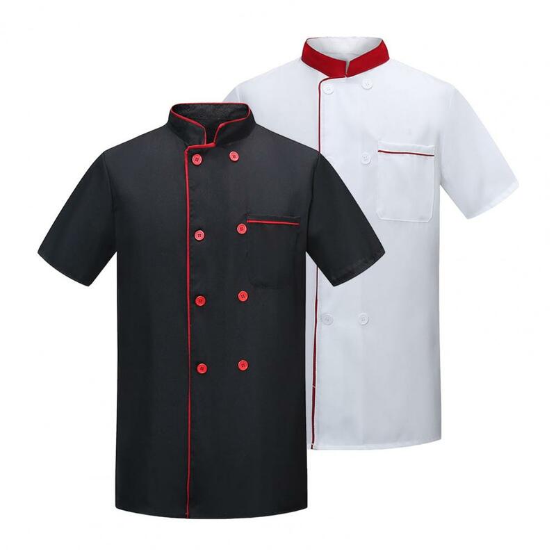 Chef Clothing Breathable Stain-resistant Chef Uniform for Kitchen Bakery Restaurant Double-breasted Short for Cooks for Canteen