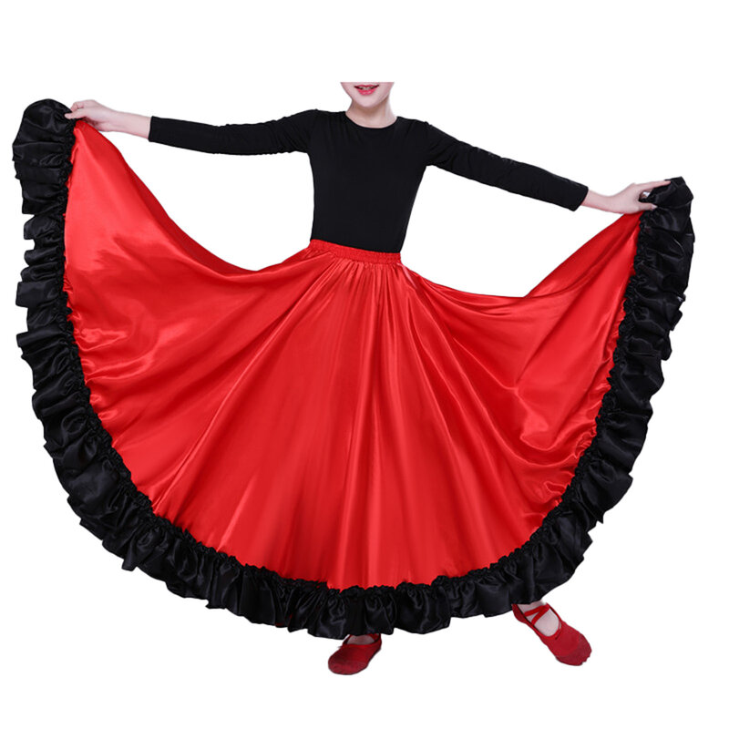 Womens Folklorico Dance Skirt Spanish Flamenco 280/360 Big Swing Long Skirts Folkloric Mexican Folk Dance Performance Costume