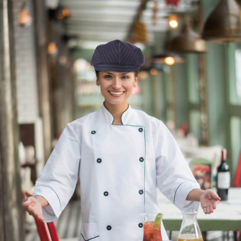 Universal Chef Mesh Hat Stripe Design Hat Restaurant Chef Hat Kitchen Working Hat Bakery Hat