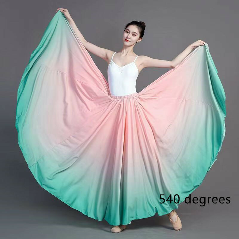 360/540/720 Degree Flamenco Dance Performer Gradient Skirts for Women Stage Performance Classical Dance Practicing Skirt