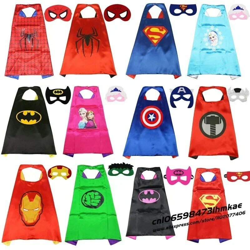 Disney Marvel Masquerade Mask Cape Cloak Anime Spider Man Batman Cloak Action Figure Marvel Toys Cosplay Child Xmas Party Gifts
