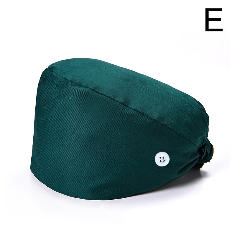 Jednolity kolor zarośla regulowane bawełniane czapki z guzikami chirurgicznymi akcesoria strój pielęgniarki czapki robocze Unisex szpitalny sklep kosmetyczny