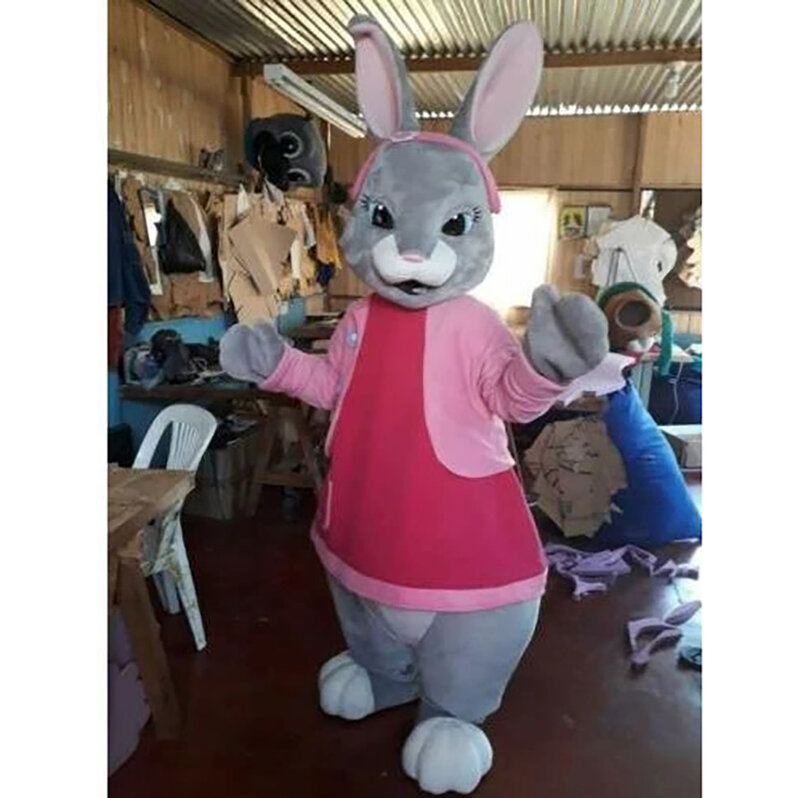 Costume adulto della mascotte del coniglio di pasqua di Peter Halloween vestito di natale puntelli di prestazione del corpo completo