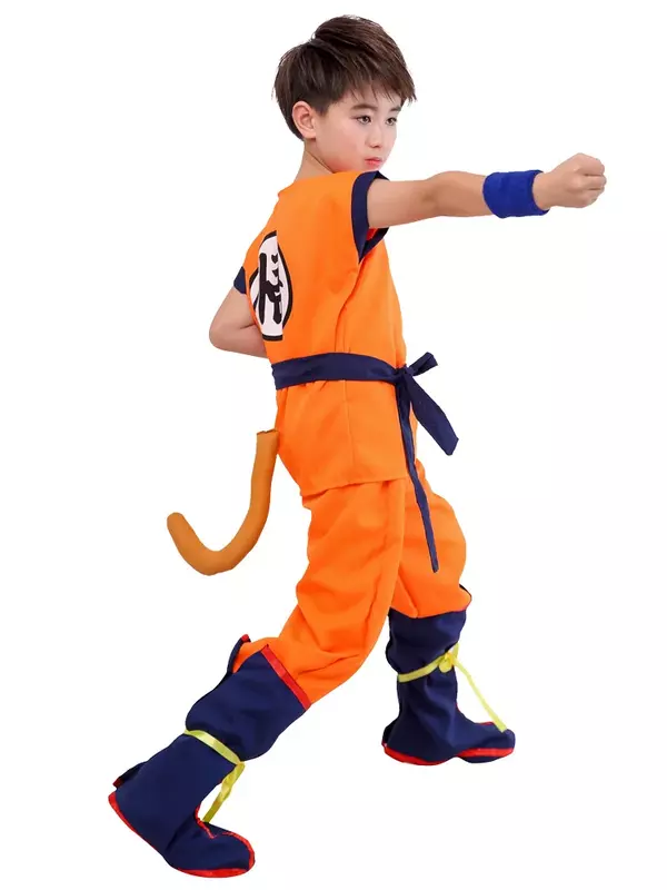 Anime Children Son Goku Costume Wu Gui  Superhero Cosplay with Blue Yellow Black Wig Performance Stage Suits