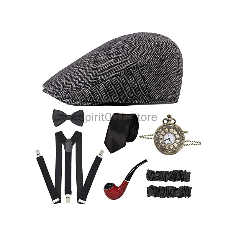 New Party Adult Boys Accessory 1920S Mens Great Gatsby Accessories Set Roaring 20s 30s Retro Gangster Costume
