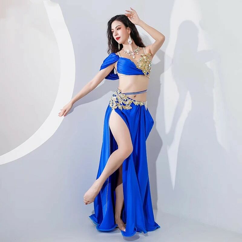 Women Egyptian Belly Dance Costume Set Popsong Performance Oriental Dance Outfit Group Competition Costumes with Sleeves