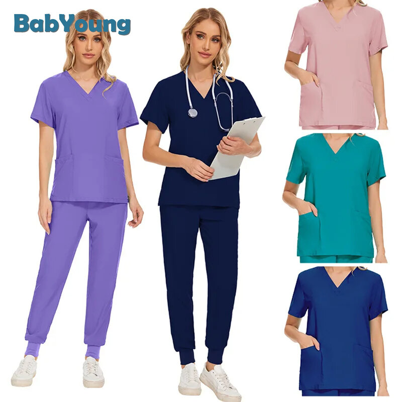 Wholesale Women Wear Scrub Suits Hospital Doctor Working Uniform Medical Surgical Multicolor Unisex Uniform Nurse Accessories