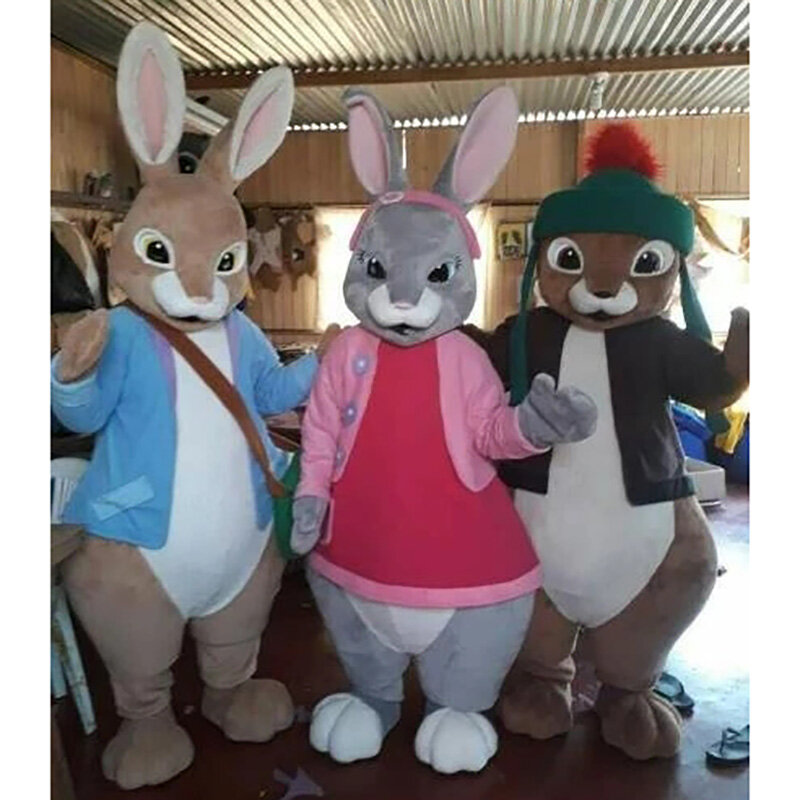 Costume adulto della mascotte del coniglio di pasqua di Peter Halloween vestito di natale puntelli di prestazione del corpo completo