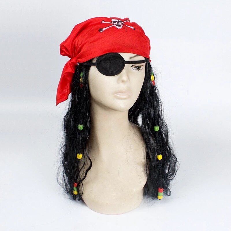 Halloween Costume for Unisex Adult Pu Pirate Captain Jack Sparrow Wigs Hat Carnival Party Props Accessories