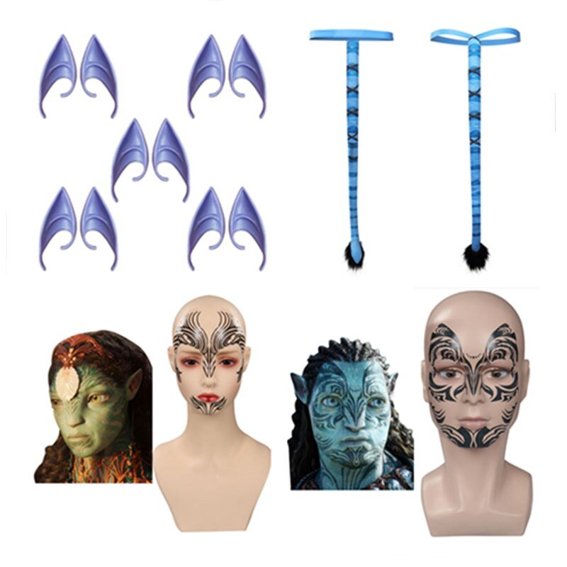 Avatar Mask Neytiri jack Sully Cosplay Tail Tattoo Sticker donna uomo Roleplay Costume accessori Halloween Carnival puntelli