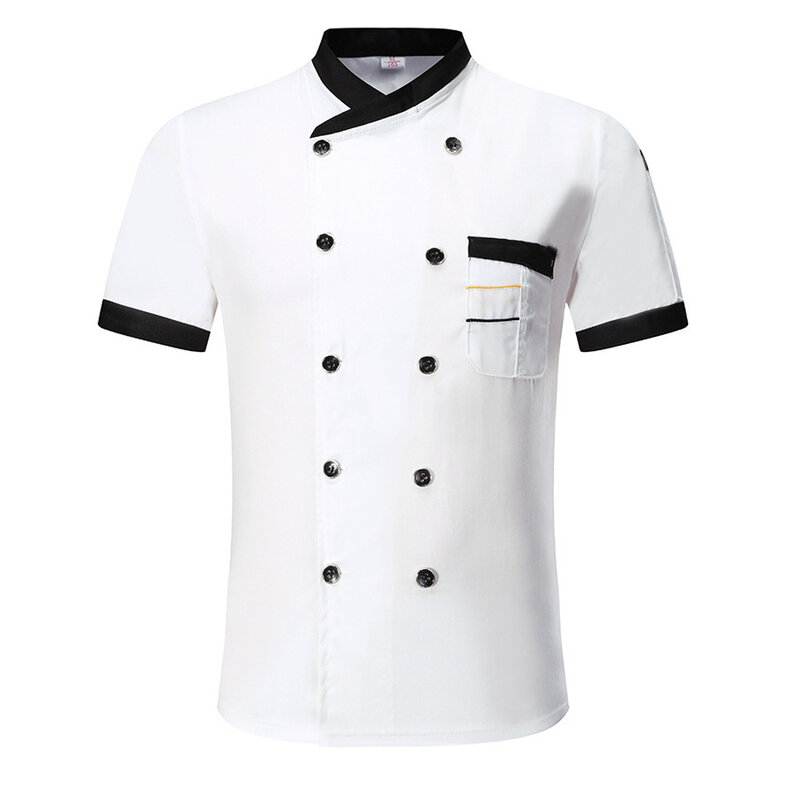 Veste de chef unisexe pour hommes, uniforme de cuisine de restaurant, vêtements de cuisine attribuables, t-shirts de chef