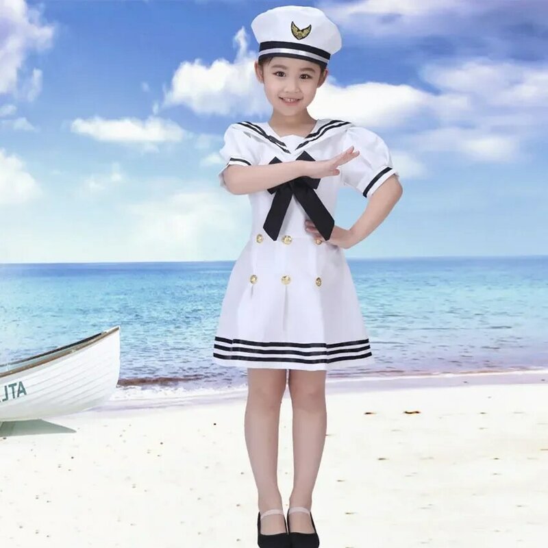 Kids Cosplay Navy Sailor Dress Costumes Army Suit Unisex Scout Uniform Christmas Halloween Dress Up Party Stage Show Dance